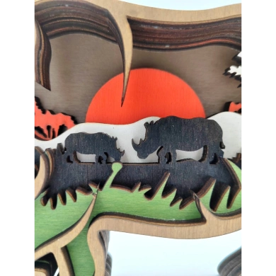 Sculpture rhinocéros en bois