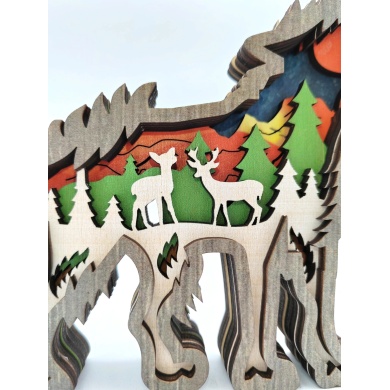 Sculpture petit loup en bois