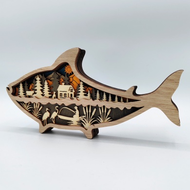 Sculpture poisson en bois