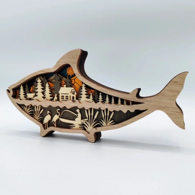 Sculpture poisson en bois