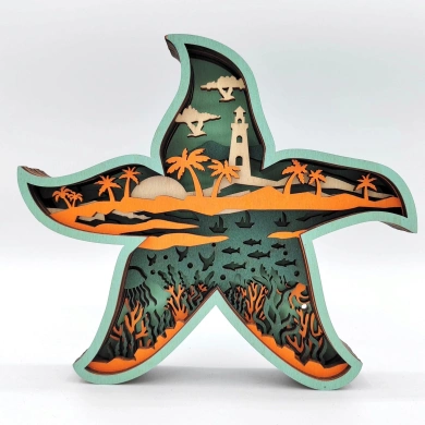 Sculpture étoile de mer en bois