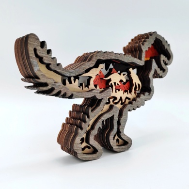 Sculpture dinosaure petit T-rex en bois