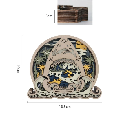 Lampe requin en bois - USB