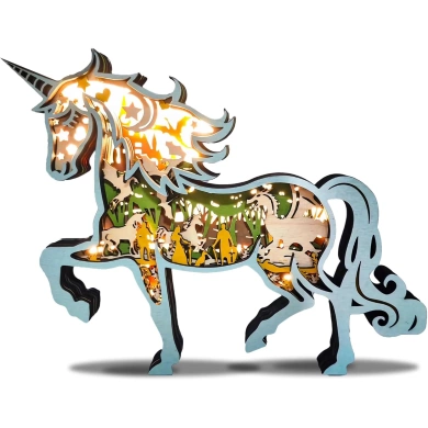 Lampe licorne en bois - USB