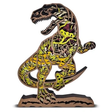 Lampe dinosaure vélociraptor en bois - USB
