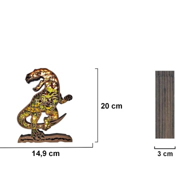 Lampe dinosaure vélociraptor en bois - USB