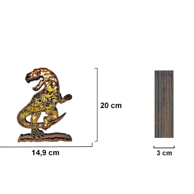 Lampe dinosaure vélociraptor en bois - USB