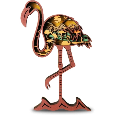 Lampe flamant rose en bois - USB