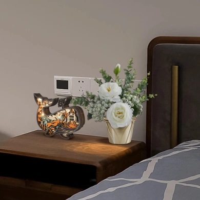 Lampe baleine en bois - USB