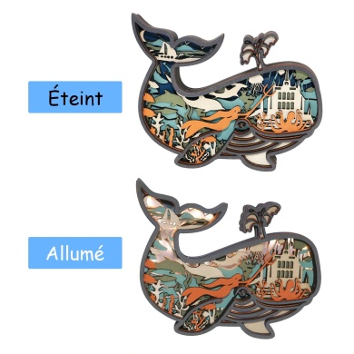 Lampe baleine en bois - USB