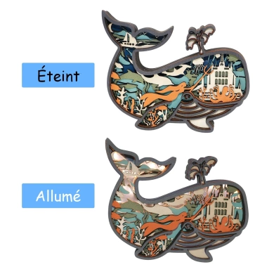 Lampe baleine en bois - USB