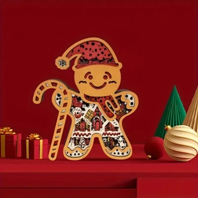 Lampe bonhomme de pain d'épice en bois - USB