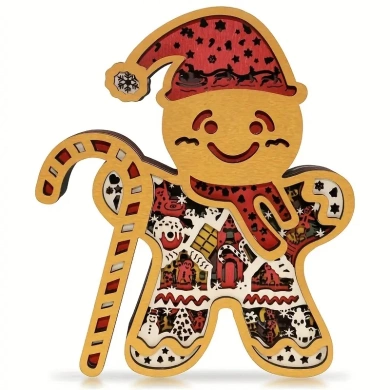 Lampe bonhomme de pain d'épice en bois - USB
