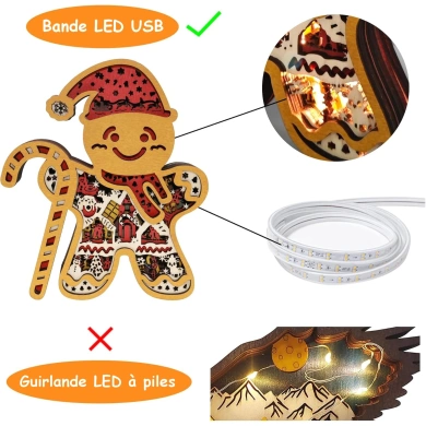 Lampe bonhomme de pain d'épice en bois - USB