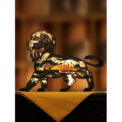 Lampe lion en bois - USB