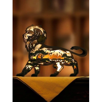 Lampe lion en bois - USB
