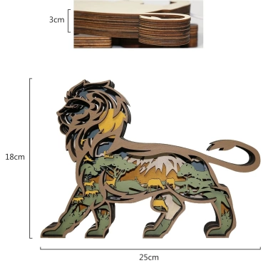 Lampe lion en bois - USB
