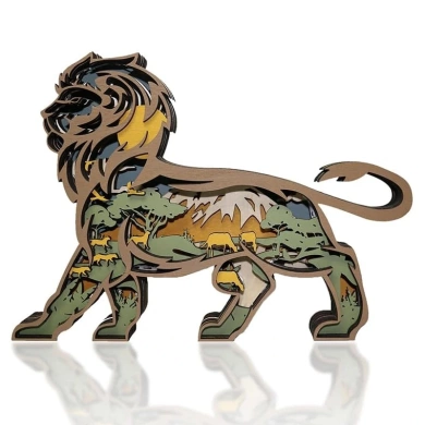 Lampe lion en bois - USB