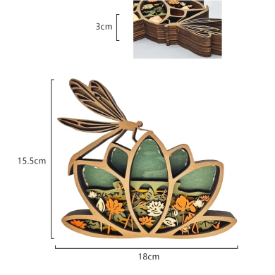 Lampe libellule en bois - USB