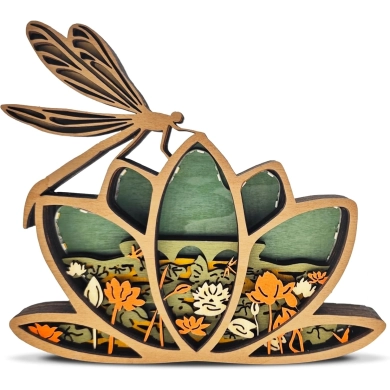 Lampe libellule en bois - USB