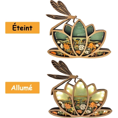 Lampe libellule en bois - USB