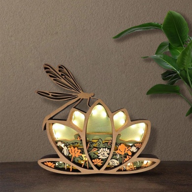 Lampe libellule en bois - USB