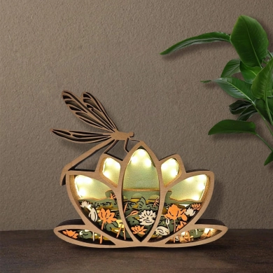 Lampe libellule en bois - USB