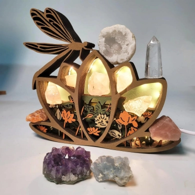 Lampe libellule en bois - USB