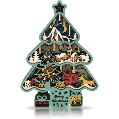 Lampe sapin de noël en bois - USB