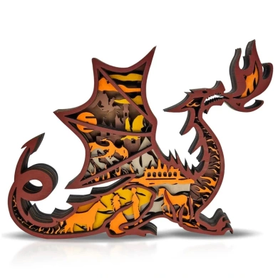 Lampe dragon en bois - USB