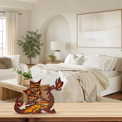Lampe dragon en bois - USB