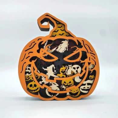 Lampe citrouille d'halloween en bois - USB