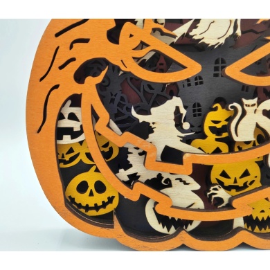 Lampe citrouille d'halloween en bois - USB