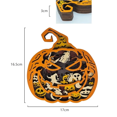 Lampe citrouille d'halloween en bois - USB