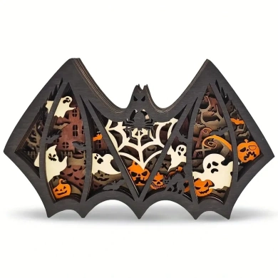 Lampe chauve souris d'halloween en bois - USB