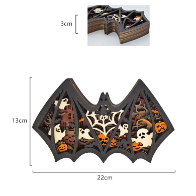 Lampe chauve souris d'halloween en bois - USB