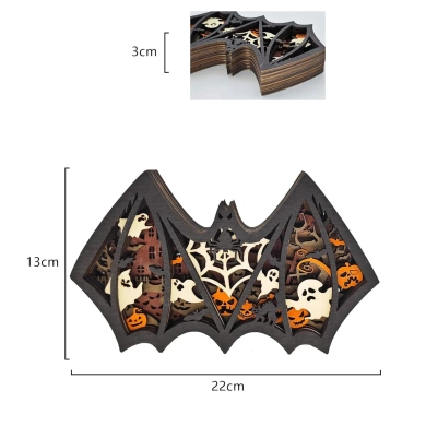 Lampe chauve souris d'halloween en bois - USB