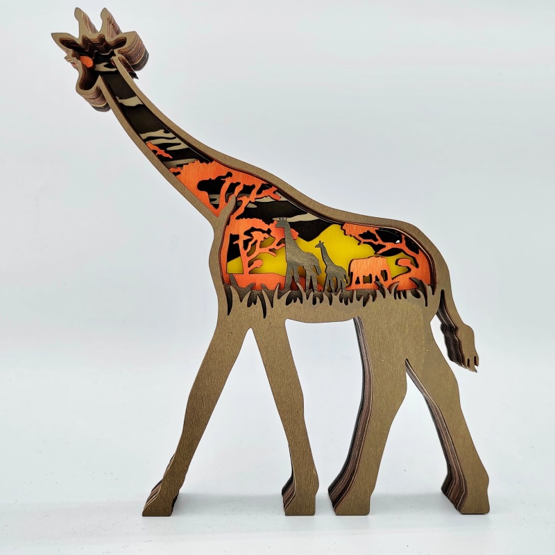 Girafe en bois tête penchée - Deco 1Do