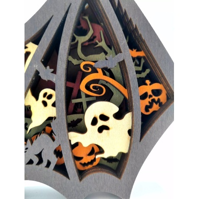 Lampe chauve souris d'halloween en bois - USB