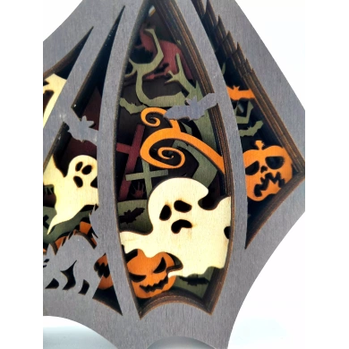 Lampe chauve souris d'halloween en bois - USB