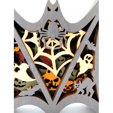 Lampe chauve souris d'halloween en bois - USB