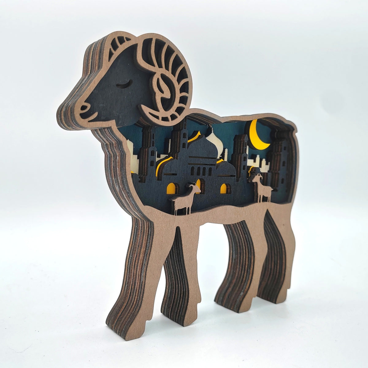 Sculpture bouc en bois