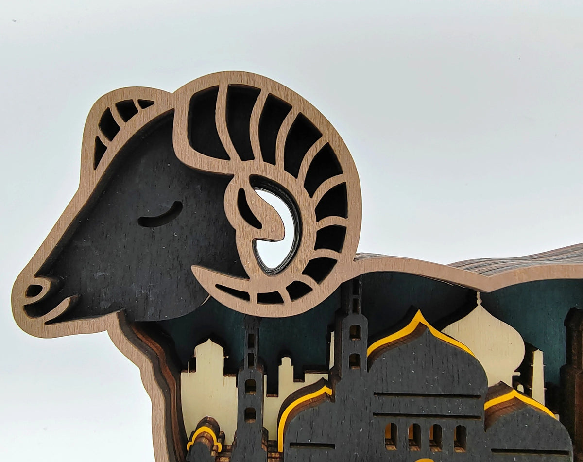 Sculpture bouc en bois
