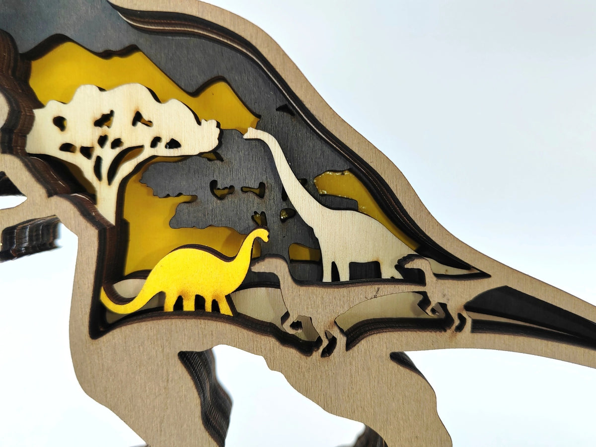 Sculpture T-rex en bois