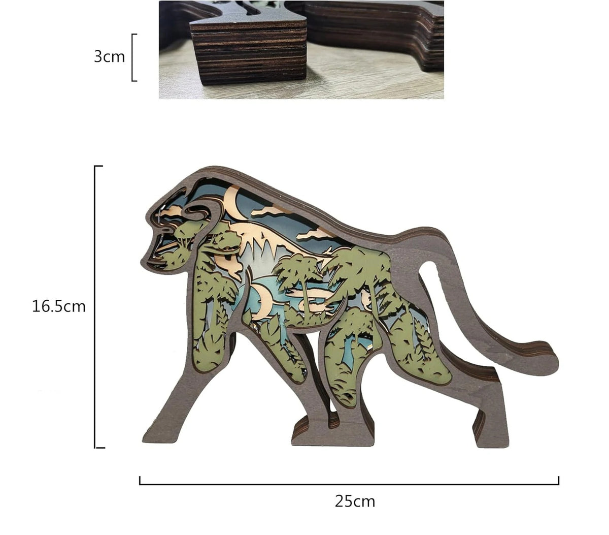 Lampe singe en bois - USB