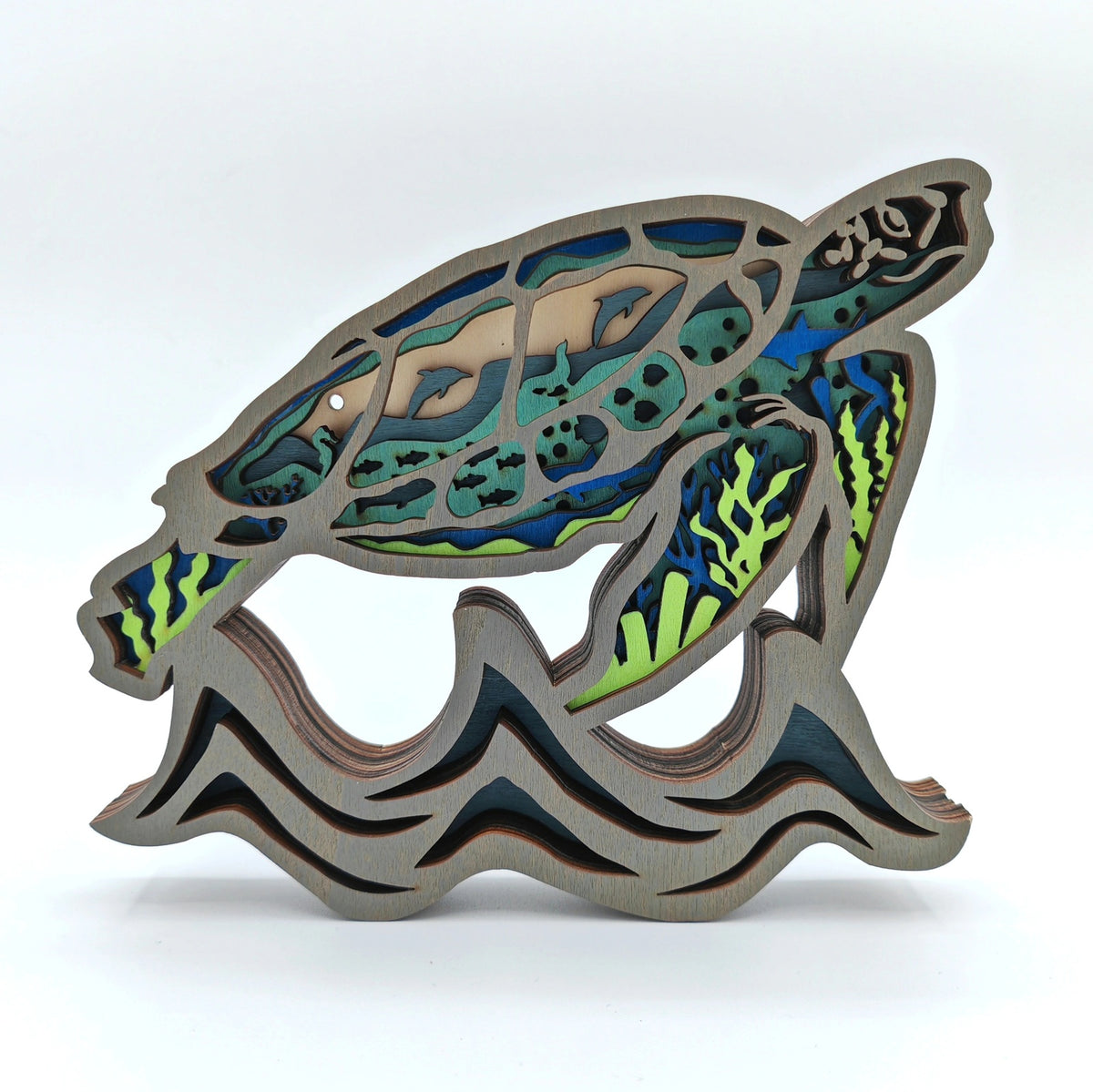 Sculpture tortue marine en bois