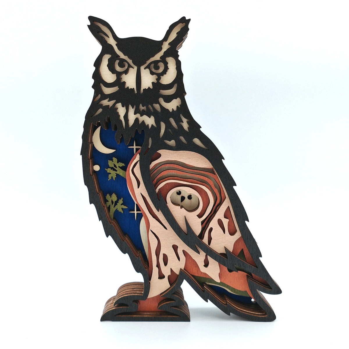 Sculpture hibou en bois