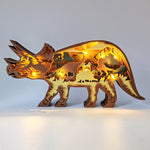 Sculpture grand tricératops en bois