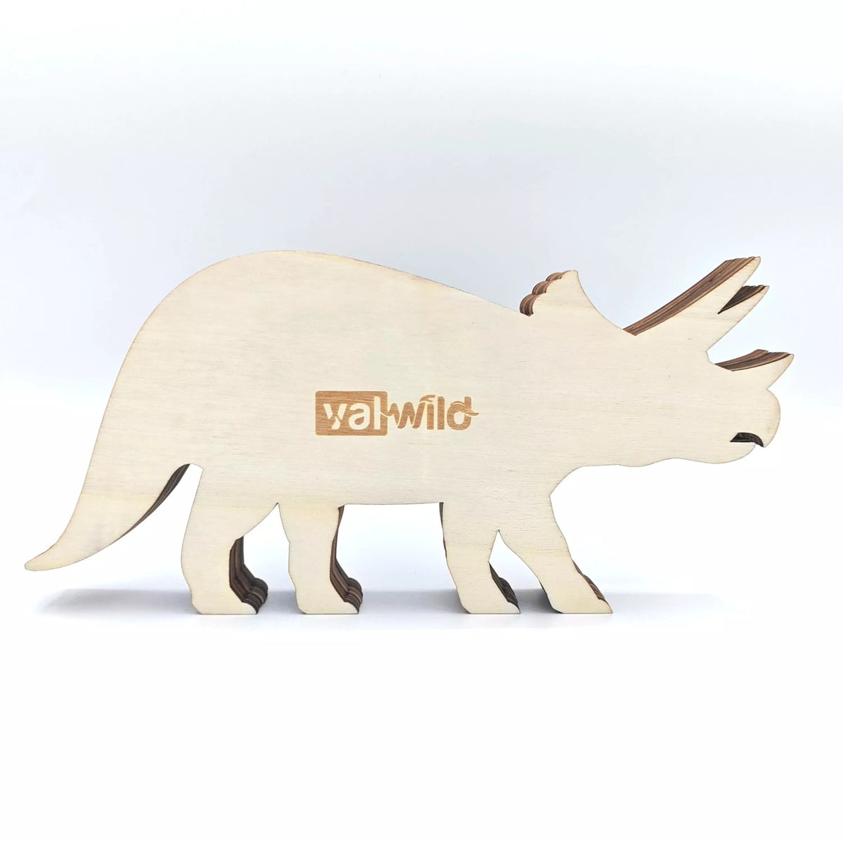 Sculpture grand tricératops en bois