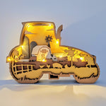 Sculpture tracteur en bois